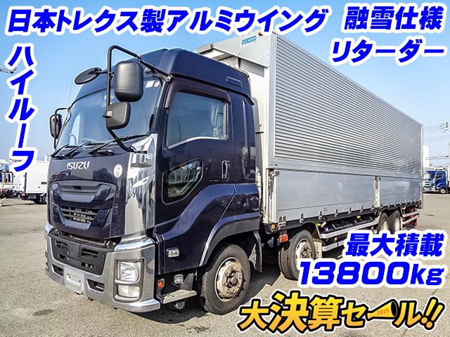 No.3633　H29　いすゞ　ギガ　日本トレクス製アルミウイング　最大積載13800kg　４軸低床　融雪仕様　リターダー　７MT