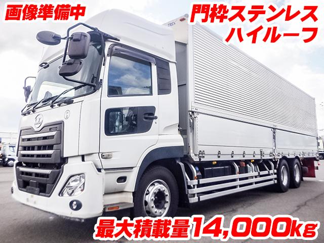 No.3725　H31　UDトラックス　クオン　アルミウイング　高床　10輪　ハイルーフ　門枠ステンレス　最大積載量14,000kg　ラッシングレール