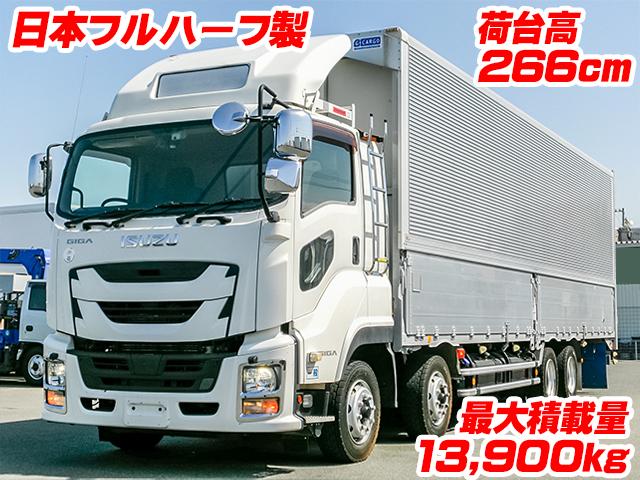 No.3772　H28　いすゞ　ギガ　日本フルハーフ製アルミウイング　最大積載量13,900kg　荷台高266cm　ラッシングレール2段　メッキミラー