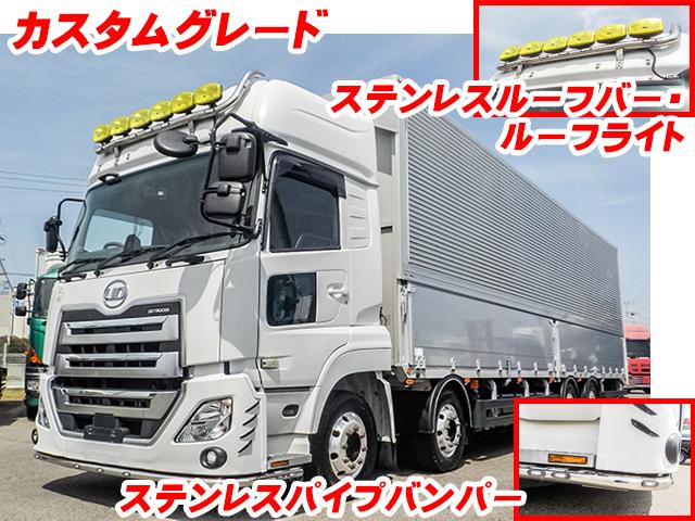 No.3805　H30　UDトラックス　クオン　アルミウイング　4軸低床　ステンレスパイプバンパー　ステンレスルーフバー　ルーフライト　日本トレクス　アルミホイール　カスタムグレード　床引き出しフック　ラッシングレール