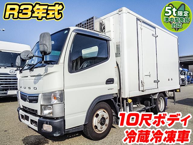 No.3928　R3　三菱ふそう　キャンター　冷蔵冷凍車　中温設定　10尺ボディ　両側サイド扉　床：縞アルミ　門枠ステンレス