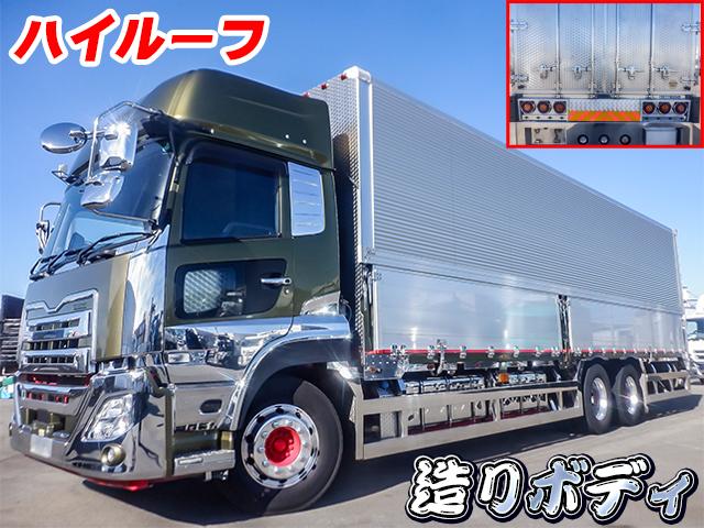No.4567　H30　UDトラックス　クオン　フルハーフ製アルミウイング　ハイルーフ　サイドバンパー角ステンレス　観音扉ウロコステンレス