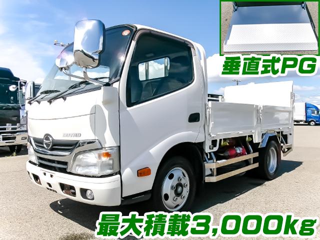 No.5374　H28　日野　デュトロ　平ボディ　垂直式パワーゲート　最大積載：3,000kg　5方開　サイドバンパーステンレス　床：縞鋼板